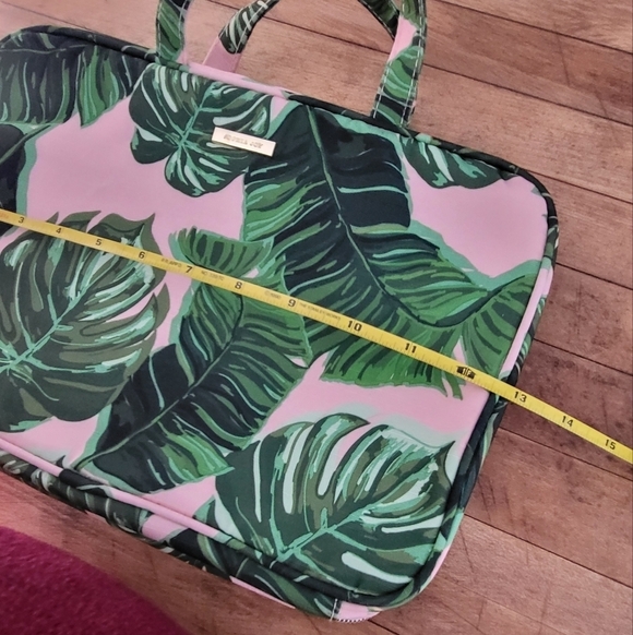 Sophia Joy Pink and Green Leaf Print Travel Cosmetic Bag - Picture 8 of 9